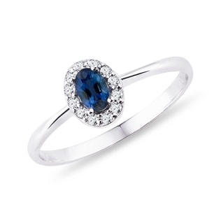 DIAMOND RING WITH SAPPHIRE IN WHITE GOLD - SAPPHIRE RINGS - RINGS