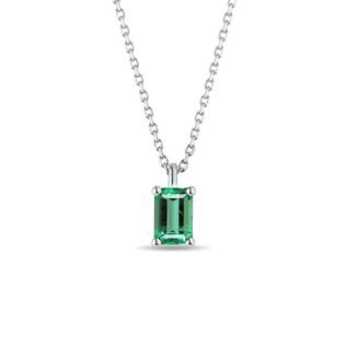 NÁHRDELNÍK Z BIELEHO ZLATA SO SMARAGDOM EMERALD CUT - NÁHRDELNÍKY SO SMARAGDOM - NÁHRDELNÍKY