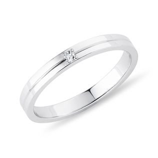 ALLIANCE FÉMININE EN OR BLANC AVEC DIAMANT - ALLIANCES DE MARIAGE FEMMES - ALLIANCES DE MARIAGE