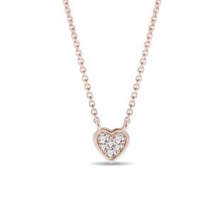 HEART-SHAPED DIAMOND PENDANT IN ROSE GOLD - DIAMOND NECKLACES - NECKLACES