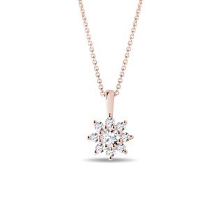 DIAMOND FLOWER ROSE GOLD NECKLACE - DIAMOND NECKLACES - NECKLACES