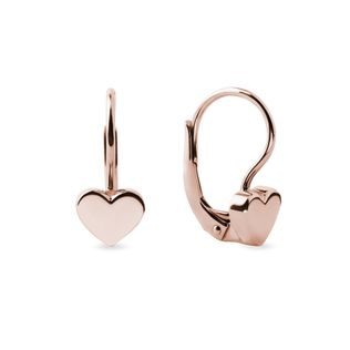 BOUCLES D'OREILLES AVEC CŒURS EN OR ROSE - BOUCLES D'OREILLES EN OR ROSE - BOUCLES D'OREILLES