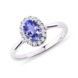 BAGUE EN OR AVEC TANZANITE ET DIAMANTS - BAGUES EN TANZANITE - BAGUES