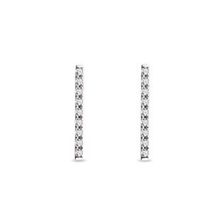 BOUCLES D'OREILLES BARRE EN OR BLANC AVEC DIAMANT - BOUCLES D'OREILLES EN DIAMANT - BOUCLES D'OREILLES