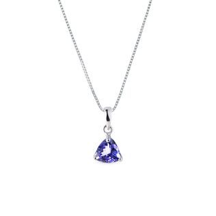 PENDENTIF EN OR BLANC AVEC TANZANITE COUPE TRILLION - COLLIERS AVEC TANZANITE - COLLIERS