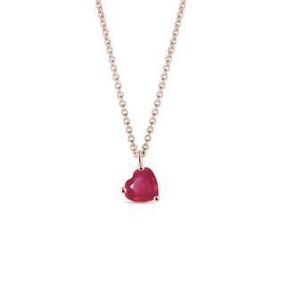 HEART SHAPED RUBY PENDANT NECKLACE IN ROSE GOLD - RUBY NECKLACES - NECKLACES