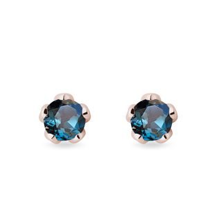 LONDON TOPAZ ROSE GOLD STUD EARRINGS - TOPAZ EARRINGS - EARRINGS