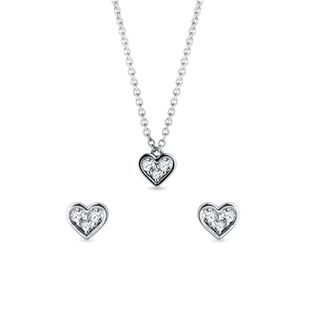 DIAMOND HEART JEWELRY SET IN WHITE GOLD - DIAMOND SETS - FINE JEWELRY