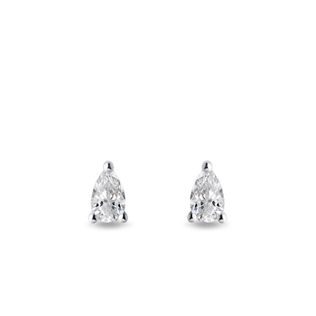 PEAR DIAMOND EARRINGS IN WHITE GOLD - DIAMOND STUD EARRINGS - EARRINGS