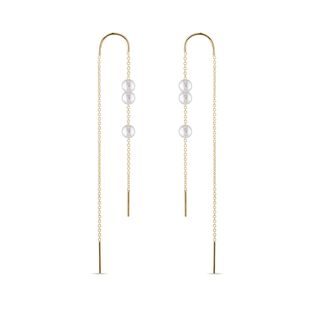 PEARL BAR THREADER GOLD EARRINGS - PEARL EARRINGS - PEARL JEWELRY