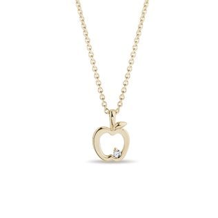 APPLE NECKLACE IN 14K YELLOW GOLD - DIAMOND NECKLACES - NECKLACES