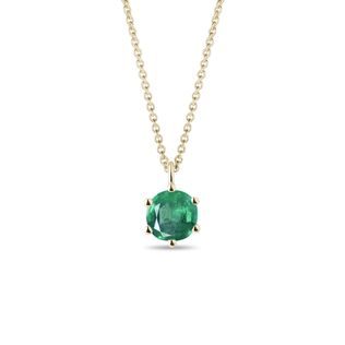 ROUND EMERALD PENDANT IN GOLD - EMERALD NECKLACES - NECKLACES