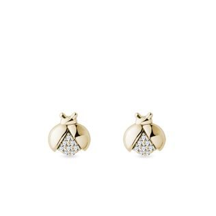 LADYBUG EARRINGS WITH DIAMONDS IN GOLD - CHILDREN'S EARRINGS - EARRINGS