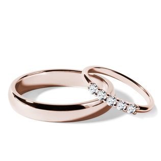 HIS AND HERS ROSE GOLD WEDDING RING SET WITH DIAMONDS - ROSE GOLD WEDDING SETS - WEDDING RINGS