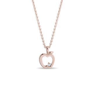 APPLE NECKLACE IN 14K ROSE GOLD - DIAMOND NECKLACES - NECKLACES