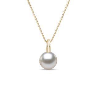 14K GOLD NECKLACE WITH AKOYA PEARL - PEARL PENDANTS - PEARL JEWELRY