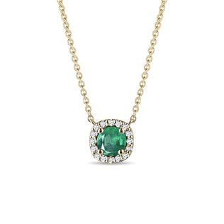 EMERALD AND DIAMOND NECKLACE IN YELLOW GOLD - EMERALD NECKLACES - NECKLACES