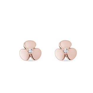 SHAMROCK DIAMOND EARRINGS IN ROSE GOLD - DIAMOND STUD EARRINGS - EARRINGS