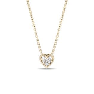 HEART-SHAPED DIAMOND PENDANT IN YELLOW GOLD - DIAMOND NECKLACES - NECKLACES