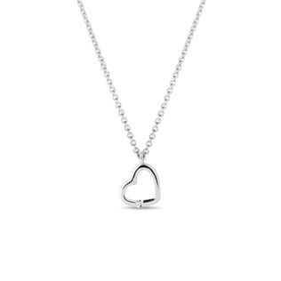 HEART-SHAPED DIAMOND PENDANT NECKLACE IN WHITE GOLD - DIAMOND NECKLACES - NECKLACES