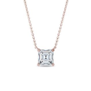 LAB GROWN ASSCHER DIAMOND NECKLACE IN ROSE GOLD - DIAMOND NECKLACES - NECKLACES