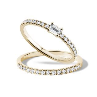 ROMANTIC DIAMOND BRIDAL SET IN 14K YELLOW GOLD - ENGAGEMENT AND BRIDAL RING SETS - ENGAGEMENT RINGS