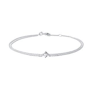 SIMPLE WHITE GOLD BRACELET WITH A CENTRAL DIAMOND - DIAMOND BRACELETS - BRACELETS