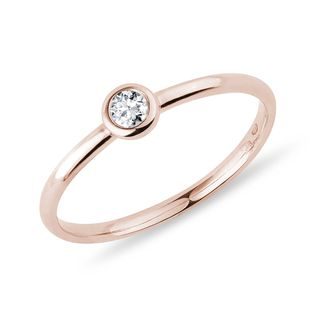 BEZEL RING WITH A BRILLIANT IN ROSE GOLD - DIAMOND RINGS - RINGS