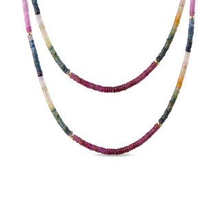 COLOUR SAPPHIRE NECKLACE WITH A GOLD CLASP - MINERAL NECKLACES - NECKLACES