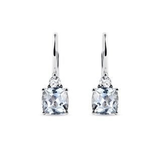 AQUAMARINE AND DIAMOND EARRINGS IN WHITE GOLD - AQUAMARINE EARRINGS - EARRINGS