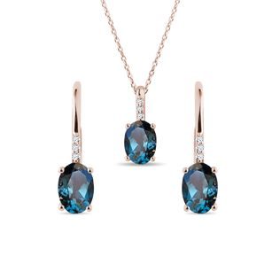 LONDON TOPAZ NECKLACE AND EARRING SET IN ROSE GOLD - JEWELRY SETS - FINE JEWELRY