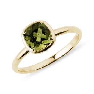 MOLDAVITE RING IN YELLOW GOLD - MOLDAVITE RINGS - RINGS