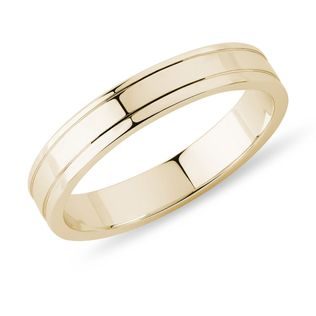 MEN'S WEDDING RING IN YELLOW GOLD WITH ENGRAVED LINES - RINGS FOR HIM - WEDDING RINGS