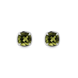 MOLDAVITE EARRINGS IN WHITE GOLD - MOLDAVITE EARRINGS - EARRINGS