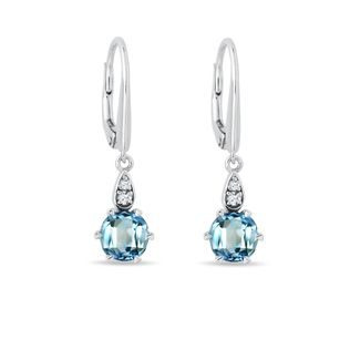 SWISS TOPAZ AND DIAMOND EARRINGS IN WHITE GOLD - TOPAZ EARRINGS - EARRINGS