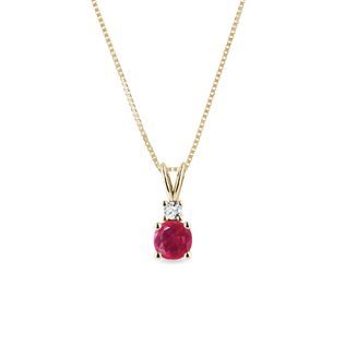 RUBY AND DIAMOND NECKLACE IN YELLOW GOLD - RUBY NECKLACES - NECKLACES