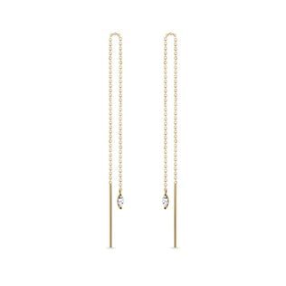 GOLD CHAIN THREADER EARRINGS WITH MARQUISE DIAMONDS - DIAMOND EARRINGS - EARRINGS