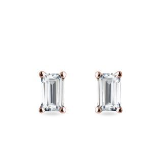 EMERALD CUT MOISSANITE STUD EARRINGS IN ROSE GOLD - ROSE GOLD EARRINGS - EARRINGS