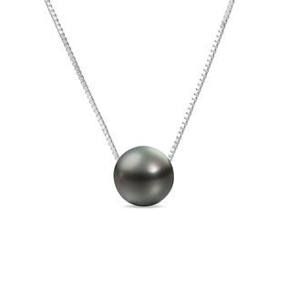 NECKLACE IN 14K WHITE GOLD WITH TAHITIAN PEARL - PEARL PENDANTS - PEARL JEWELRY