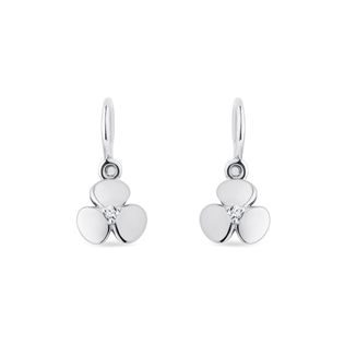 CHILDREN'S DIAMOND SHAMROCK PENDANT EARRINGS IN WHITE GOLD - CHILDREN'S EARRINGS - EARRINGS