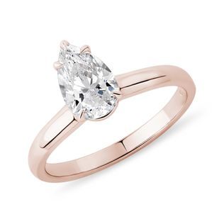TEARDROP LAB GROWN DIAMOND RING IN ROSE GOLD - ENGAGEMENT DIAMOND RINGS - ENGAGEMENT RINGS