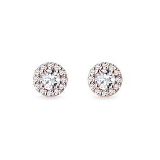 PUCES D'OREILLES DELUXE EN OR ROSE AVEC DIAMANTS - PUCES D'OREILLES EN DIAMANT - BOUCLES D'OREILLES