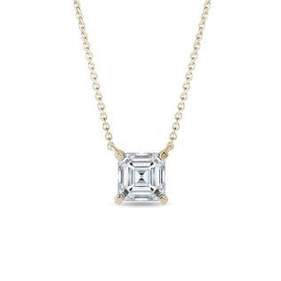 LAB GROWN ASSCHER DIAMOND GOLD NECKLACE - DIAMOND NECKLACES - NECKLACES