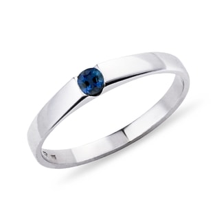 ROUND SAPPHIRE RING IN 14K WHITE GOLD - SAPPHIRE RINGS - RINGS
