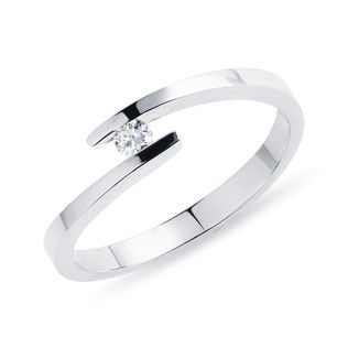 GEOMETRIC RING MADE OF WHITE GOLD WITH A BRILLIANT - SOLITAIRE ENGAGEMENT RINGS - ENGAGEMENT RINGS