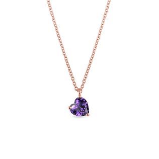HEART-SHAPED AMETHYST NECKLACE IN ROSE GOLD - AMETHYST NECKLACES - NECKLACES