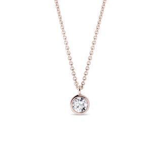 BEZEL DIAMOND PENDANT IN ROSE GOLD - DIAMOND NECKLACES - NECKLACES