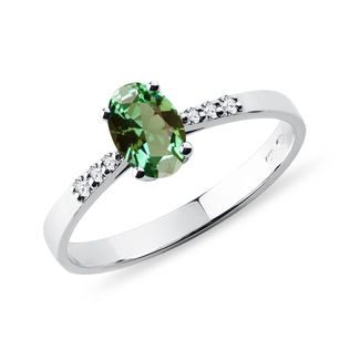 BAGUE EN OR BLANC 14CT AVEC TOURMALINE VERTE - BAGUES EN TOURMALINE - BAGUES