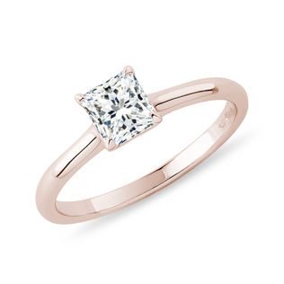 RING AUS ROSÉGOLD MIT LG-DIAMANT IM PRINZESSSCHLIFF - VERLOBUNGSRINGE DIAMANTEN - VERLOBUNGSRINGE