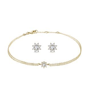 DIAMOND EARRING AND BRACELET SET IN YELLOW GOLD - DIAMOND SETS - FINE JEWELRY